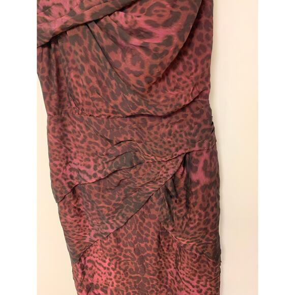 TADASHI SHOJI Dress Purple Animal Print Silk Formal Dark Romantic HOCO Party SZ4 - Picture 5 of 10